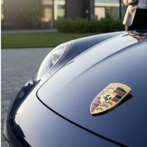 PORSCHE -- Genuine Hood Crest Emblem Badge 901.559.210.20 Unused OEM, 2" x 2.75"